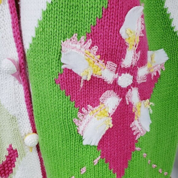 Handknits by Storybook Knits Cardigan Sweater Women's Size M Golf Theme - Picture 4 of 6